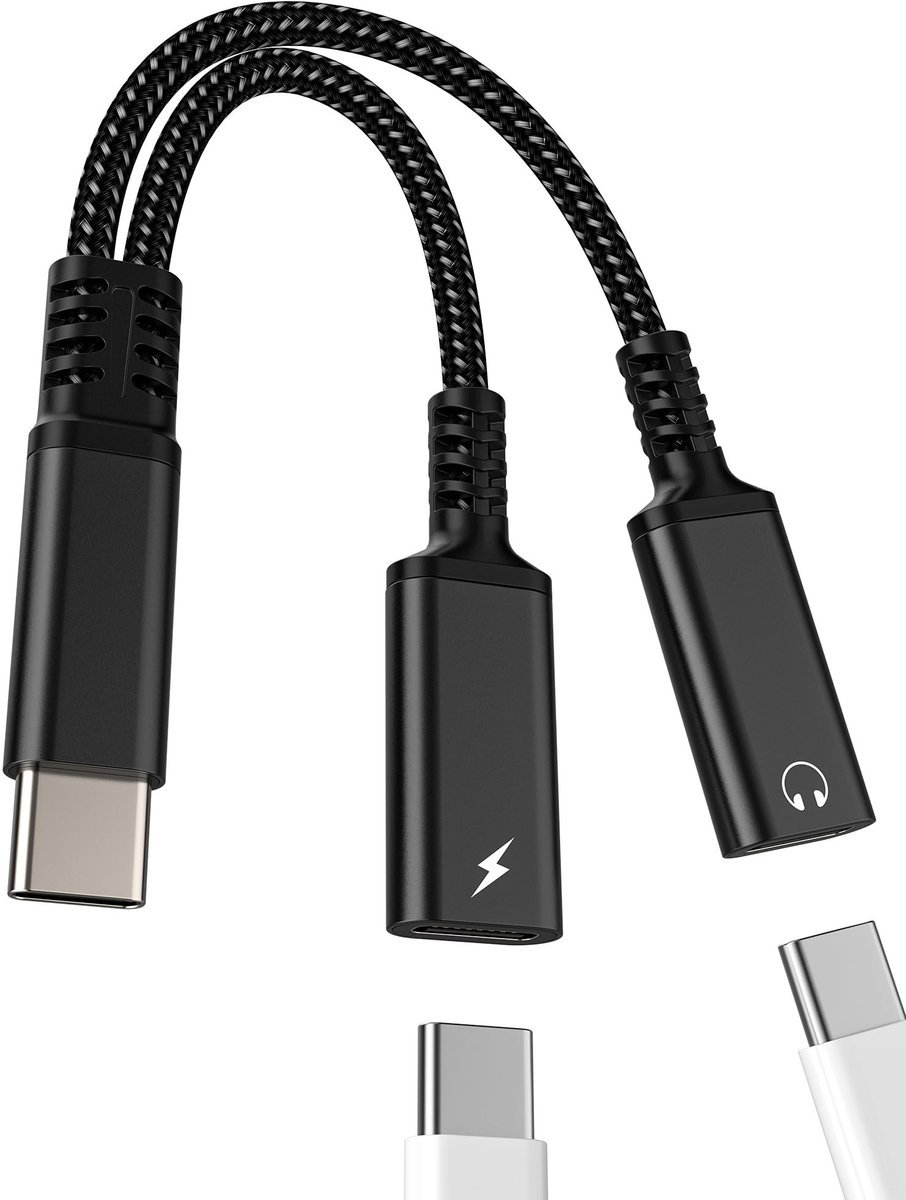 Dailygoods - 2-in-1 USB-C Adapter voor Audio en Opladen