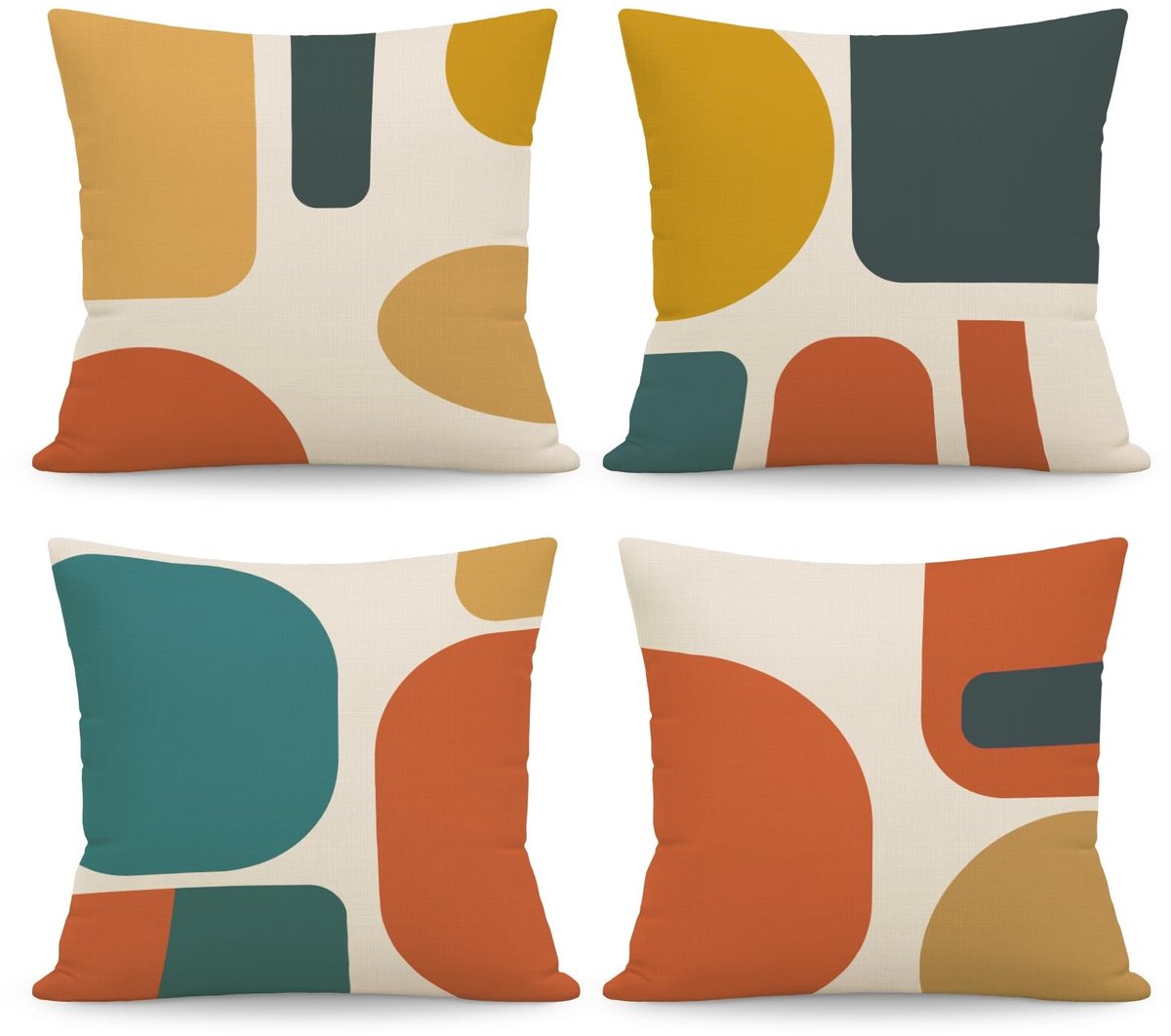 Dailygoods - Set van 4 Boho Abstract Kussenhoezen 45 x 45 cm