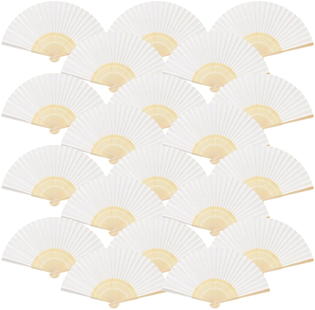 Dailygoods - Dailygoody - Handheld Papier Ventilator - 82 Stuks - Ideaal Voor Bruiloften - Wit - Papieren Fans - Voor Feesten - Decoratie