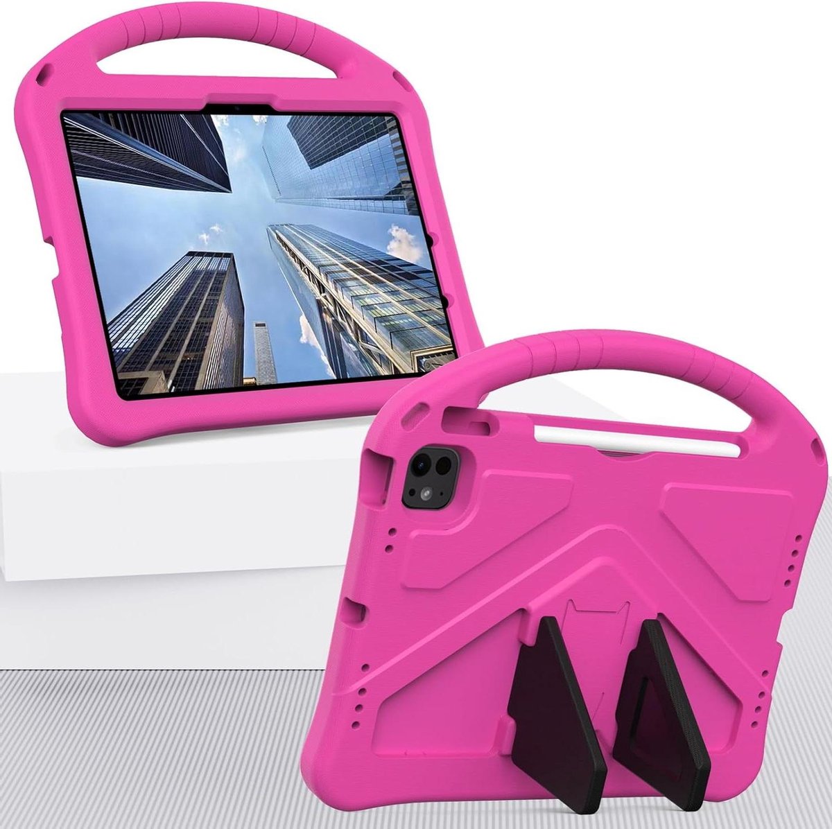 Tablethoes iPad Air - Kindvriendelijke hoes - Bescherming en draaggemak - Schokbestendig EVA-schuim - 11 inch - Rozerood