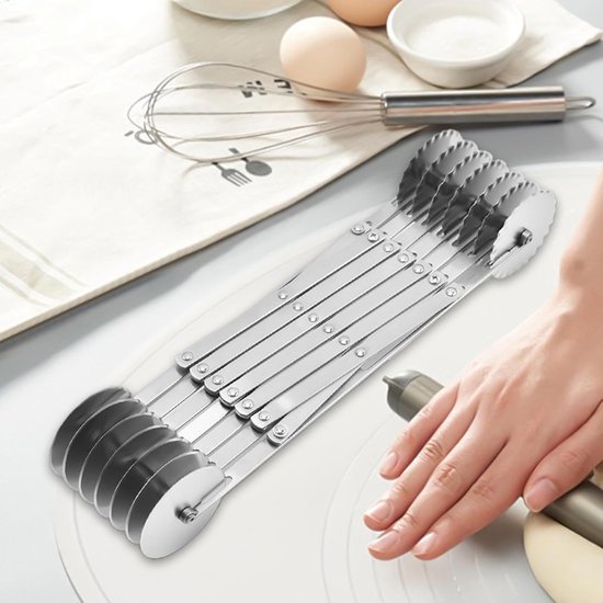 Deegsnijder Wiel - Pastasnijder Keuken - Pasta Ravioli Maken - Verstelbare Snijbreedtes - 433 x 88 cm - Zilver — afbeelding 2