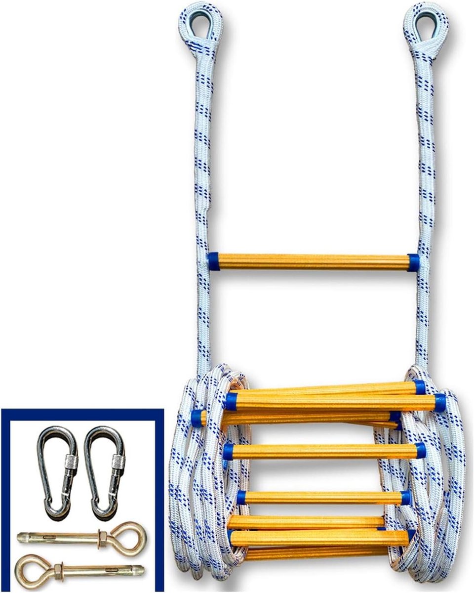 Vuurladder, noodladder voor de tweede verdieping, antislip reddingsbrandladder, 2 verdiepingen tellende raamladder, brandladder met 2 verdiepingen, 2 verdiepingen, brandladder, brandladder