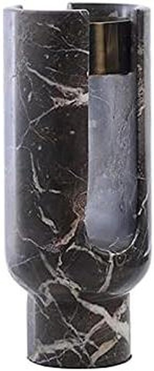 Marmeren Kandelaar - Kaarsenhouder Luxe - Elegante Sfeer Creëren - Combinatie Marmer Staal - ca. 10x25 cm - Zwart