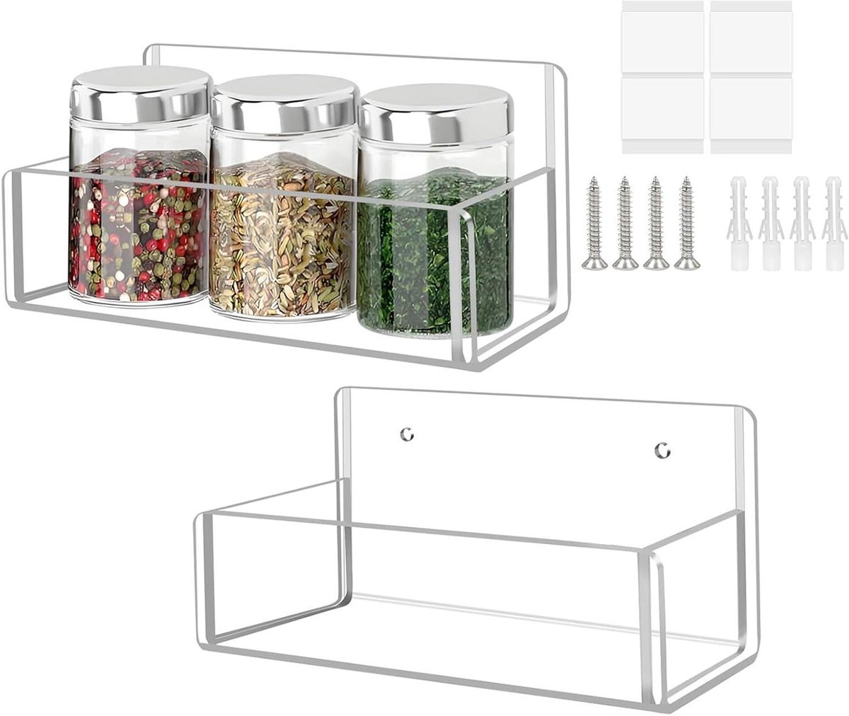 Kruidenrek Set - Keuken Organizer - Keuken Opbergen - Zichtbaar Acryl - 2 Stuks - Transparant