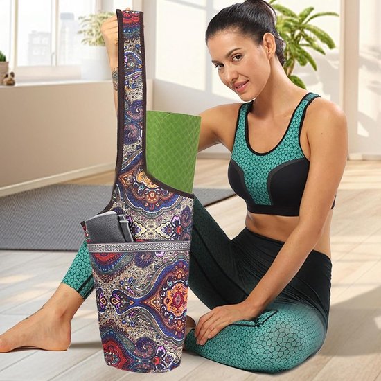 Yogamat Tas - Sport Accessoires - Praktisch Vervoer - Ruim Ontwerp - 88 cm Hoog - Blauw Cashew van Yogamat — afbeelding 2