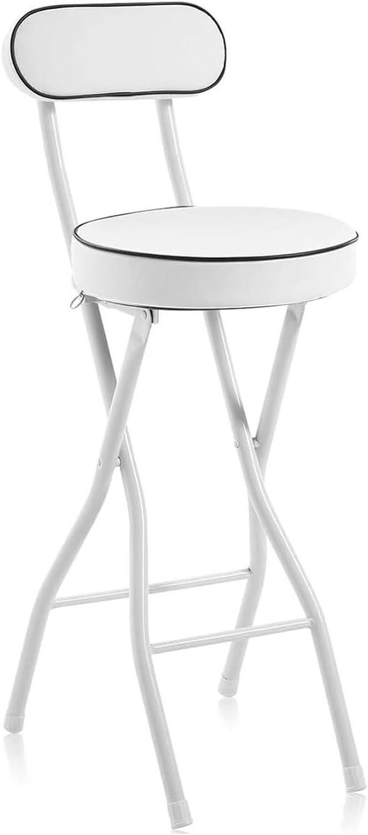 Opklapbare barkruk - Hoge stoel - Keuken of kantoor - Gewatteerde zitting - 55 cm - Wit