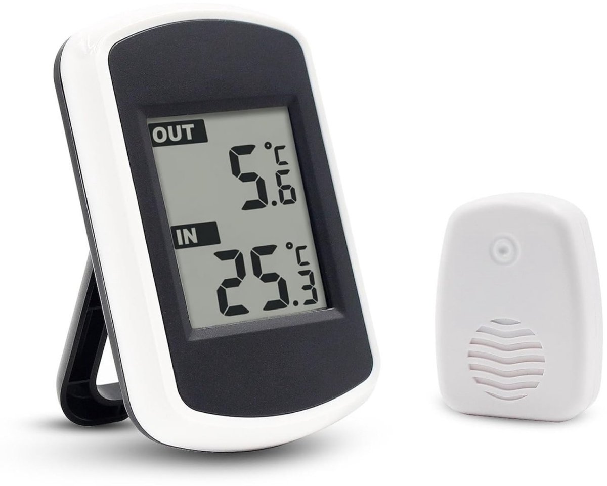 GELLDG Digitale draadloze thermometer - Draadloze buitenthermometer - Geschikt voor temperatuurmeting binnen en buiten - Met lcd-display - Omgevingsmeter