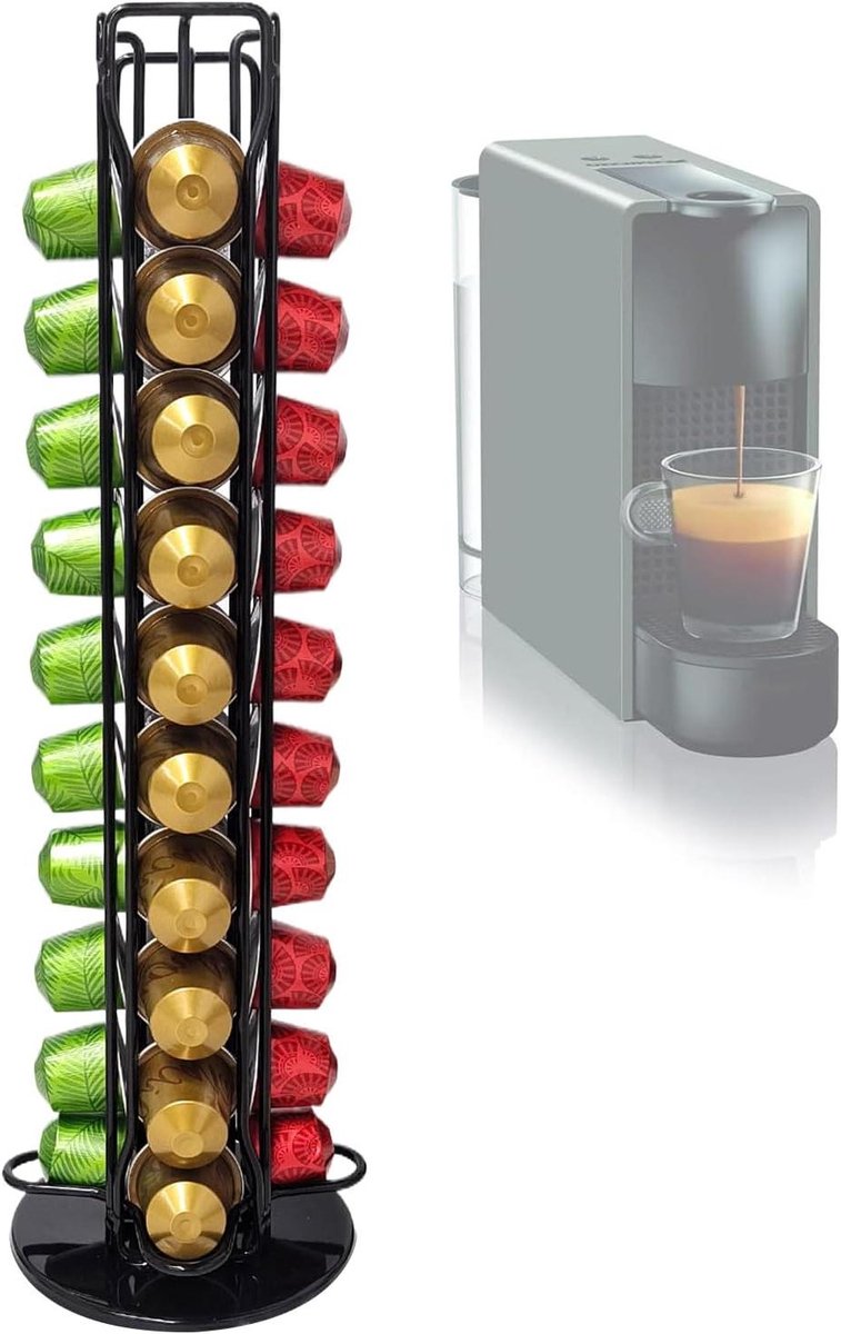 Pod Houder - Koffiekarrousel - Koffie Opslag - 360 Graden Rotatie - 40 Cups Capaciteit - Zwart