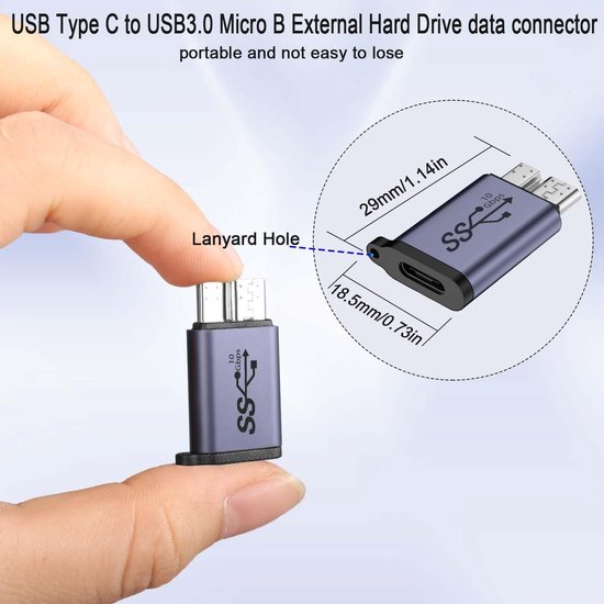 Dailygoods - USB C naar Micro B Mannelijke Adapter voor Externe Harde Schijf van Dailygoods — afbeelding 4