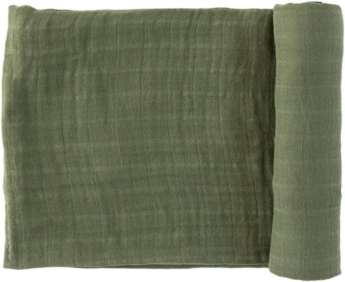 Biologische Mousseline Inbakerdoek - Babywikkel Doek - Baby Comfort - 100% GOTS Gecertificeerd - 112x112 cm - Donkergroen