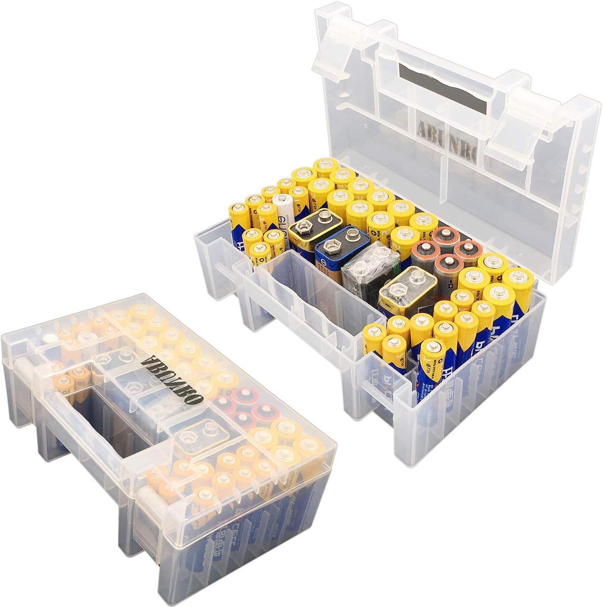 Batterij Organizer Opbergdoos - Batterijhouder Batterijbakje - Batterijen Netjes Houden - Ruimte voor 120 Batterijen - 5.9x3.5x1.9IN - Wit
