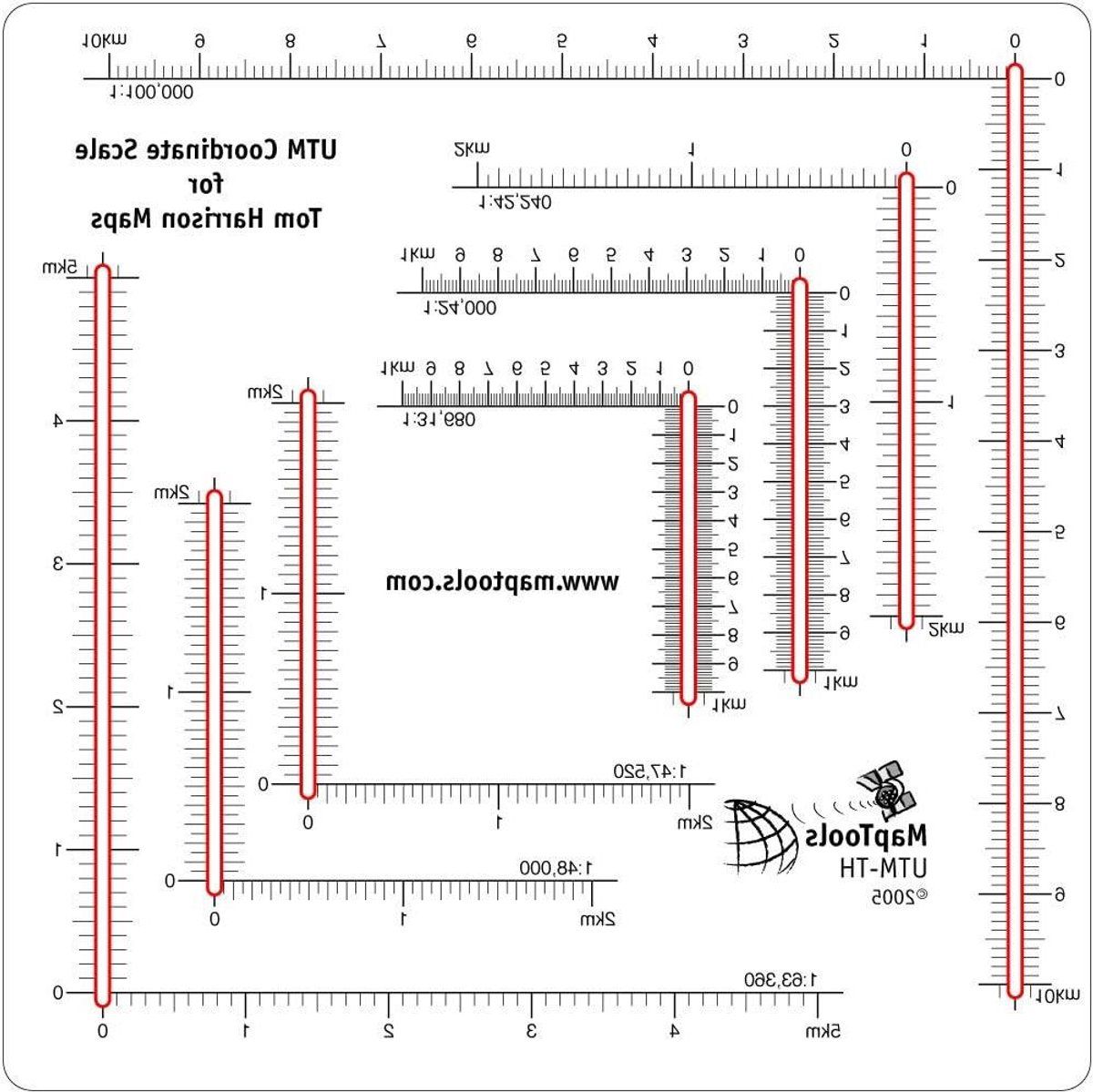UTM Liniaal Kaarten - Positie Bepaler - Navigatie Buiten - Speciaal voor Tom Kaarten - 21.59 x 13.97 cm - Transparant