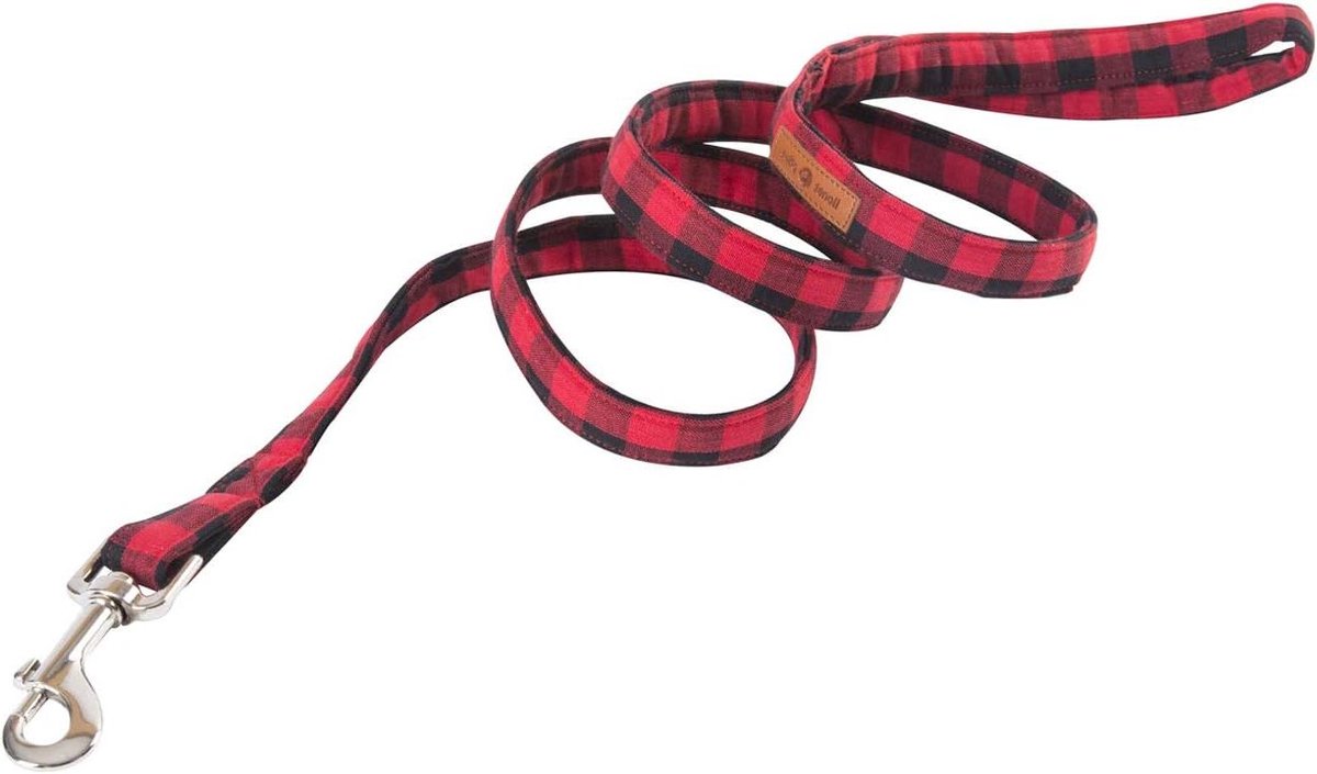 Hondenriem Katoen - Hond Leash - Hond Uitlaten - Handgemaakt Design - 15 cm x 150 cm - Zwart Rood