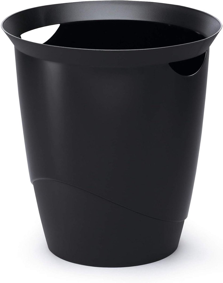 Prullenbak TREND - Afvalbak Kantoor - Afval Verzamelen - Met Draaggrepen - 16 Liter - Zwart