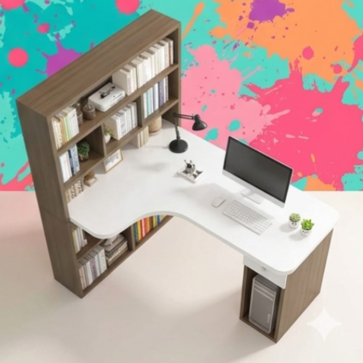 Hoekbureau L-vorm 120x60x160 cm Walnoot Hout – Omkeerbaar en In Hoogte Verstelbaar Bureau met Lade en Planken, Modern Computerbureau voor Thuiswerkplek – Urbanhome