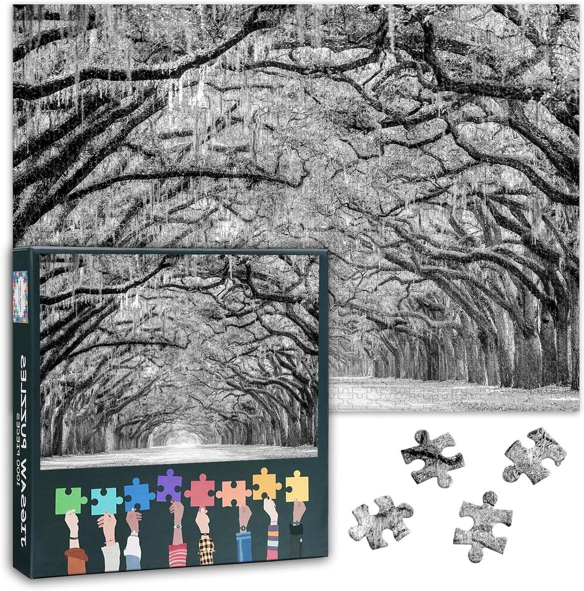 Legpuzzel Volwassenen - Puzzel Natuurlandschap - Ontspannen Vrije Tijd - 1000 Stukjes - 70 x 50 cm - Zwart-Wit