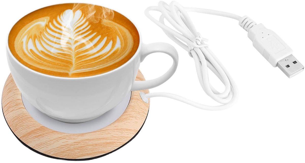 Store_7 - USB Coffee Mug Warmer - Koffiehouder - Warmteplaat voor Dranken - Houtlook - Ondersteuning voor Thuis en Kantoor - 55 Graden Celsius