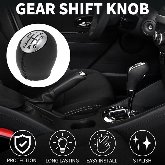 Versnellingspook Auto - Pookknop Schakelpook - Soepel Schakelen - 6 Versnellingen - 1 Stuk - Zwart Zilver — afbeelding 2