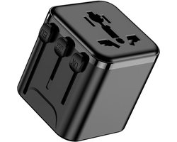 Mobzi Universal Travel Adapter – Worldwide Plug Converter with US / EU / UK / AU Compatibility, Built-in Safety Shutters, Compact International Power Adapter for Travel, Business & Home Use