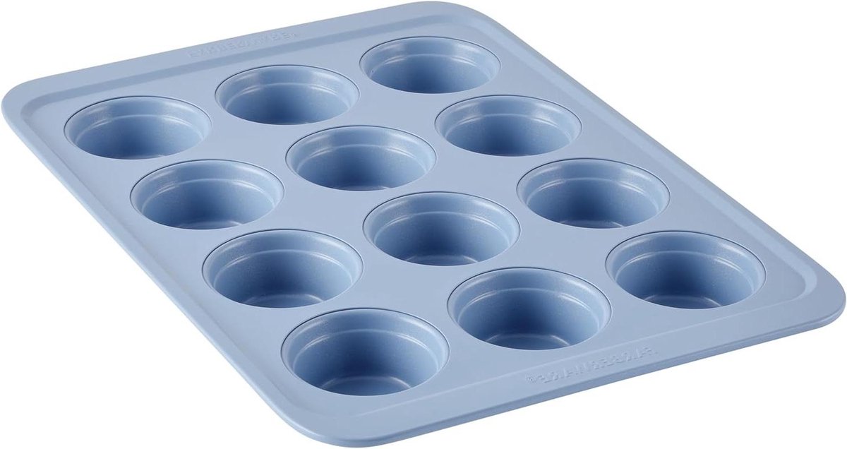 Muffin Bakvorm - Cupcake Pan - Gelijkmatig Bakken - Vullijn Markeringen - 12 Koppen - Blauw