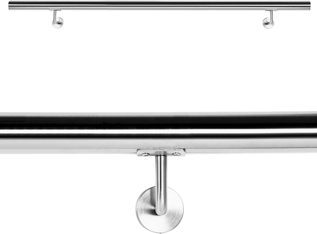 Trapleuning 200 cm - RVS Leuning Reling - Trap Veiligheid - Geborsteld V2A Staal - Ø 42 mm - Zilverkleurig