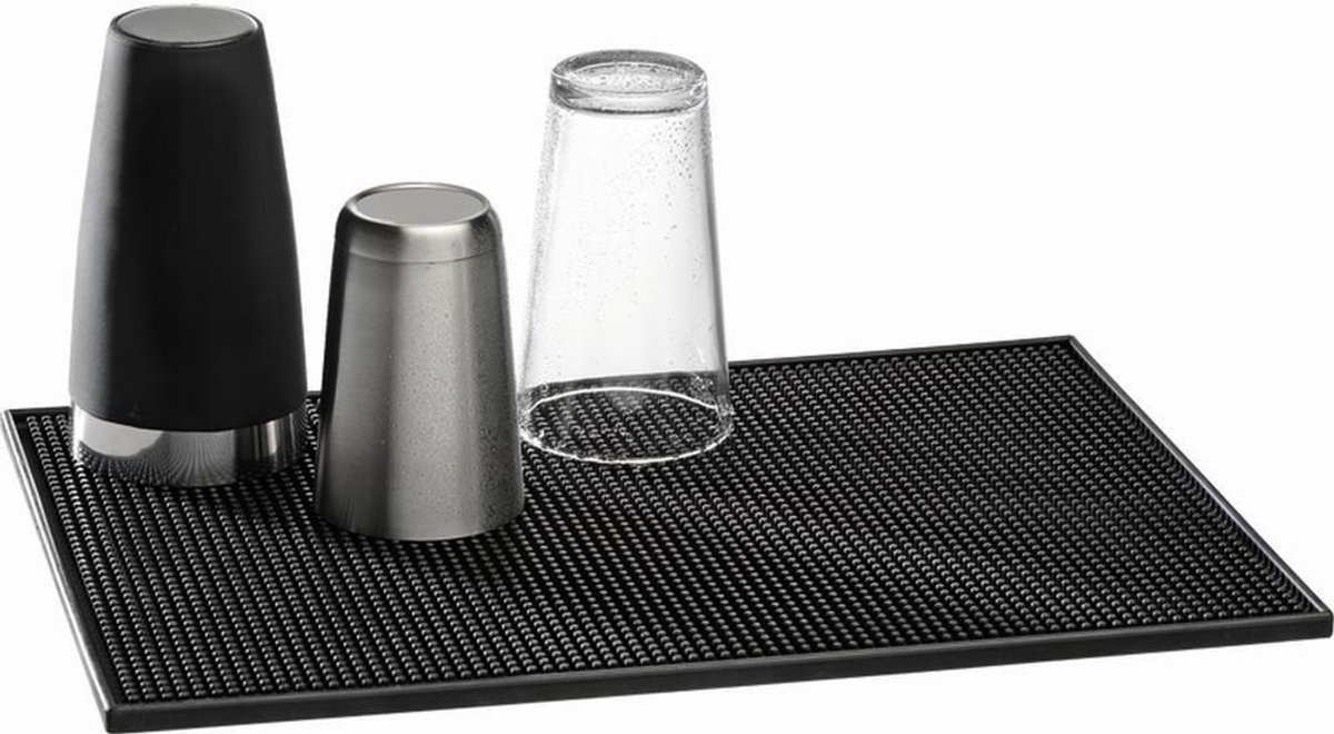 Drip Mat - Afdruipmat Glazen - Glazen Drogen - Vaatwasserbestendig - 45 x 31 cm - Zwart