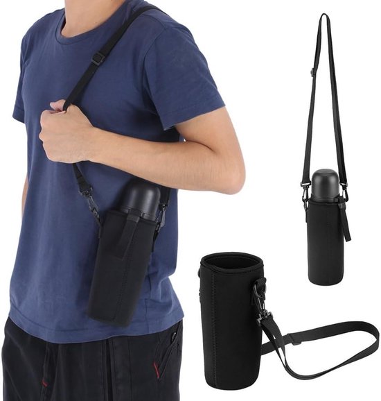 Fles Cover - Fleshouder Tas - Outdoor Activiteiten - Verstelbare Schouderriem - 650 Milliliter - Zwart — afbeelding 4