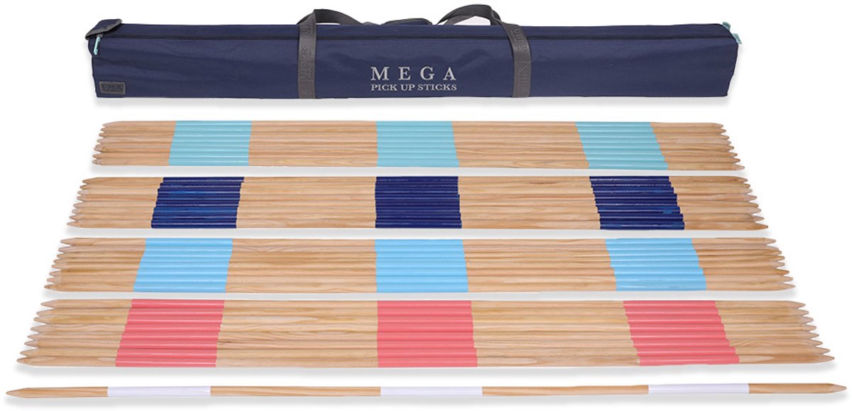 XXL Mega Mikado - 33 Pick Up Sticks - FSC-Pijnhout - In Luxe Tas - 150 CM