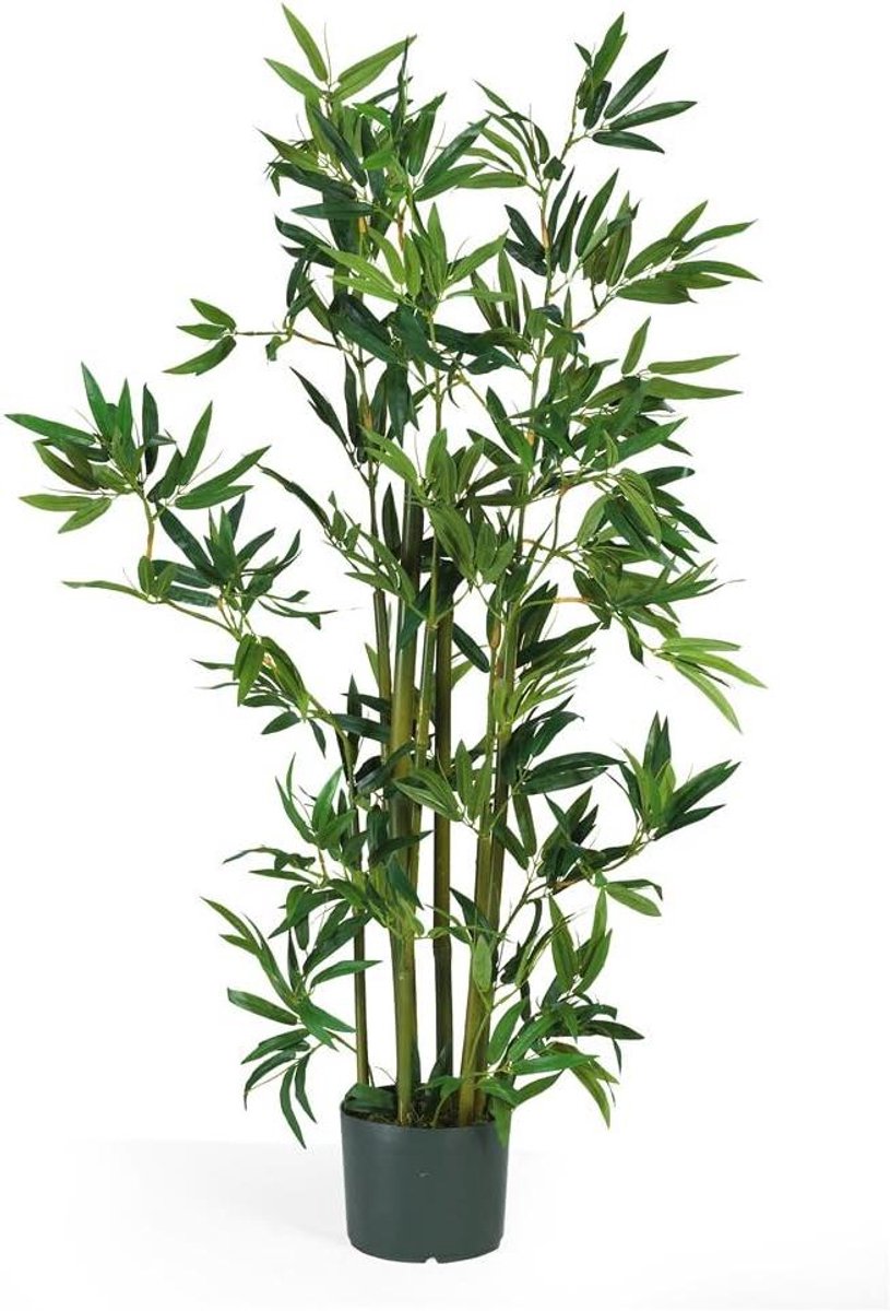 Bamboe Zijde Plant - Kunstplant Bamboe - Binnen Decoratie - Negen Stengels - 4-Voet - Groen
