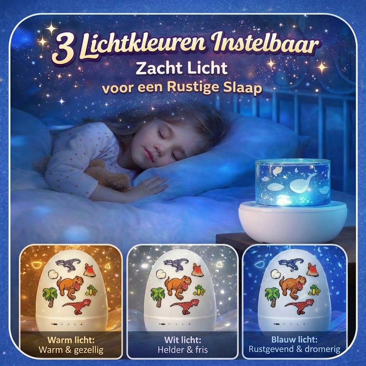 Sercano Dinosaur Projector - Bluetooth Speaker - Sterrenhemel projector & Kinder Nachtlampje - 6 Thema's - Oplaadbaar - 5 uur Gebruiksduur - Schattig Cadeau – foto 5