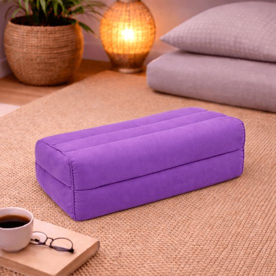 Yoga blok - Traditionele Thaise Kapok Yoga Ondersteuning Blok Kussen - Meditatie Kussen rechthoek - 35x15x10cm - paars van AYAQIQUE — afbeelding 3