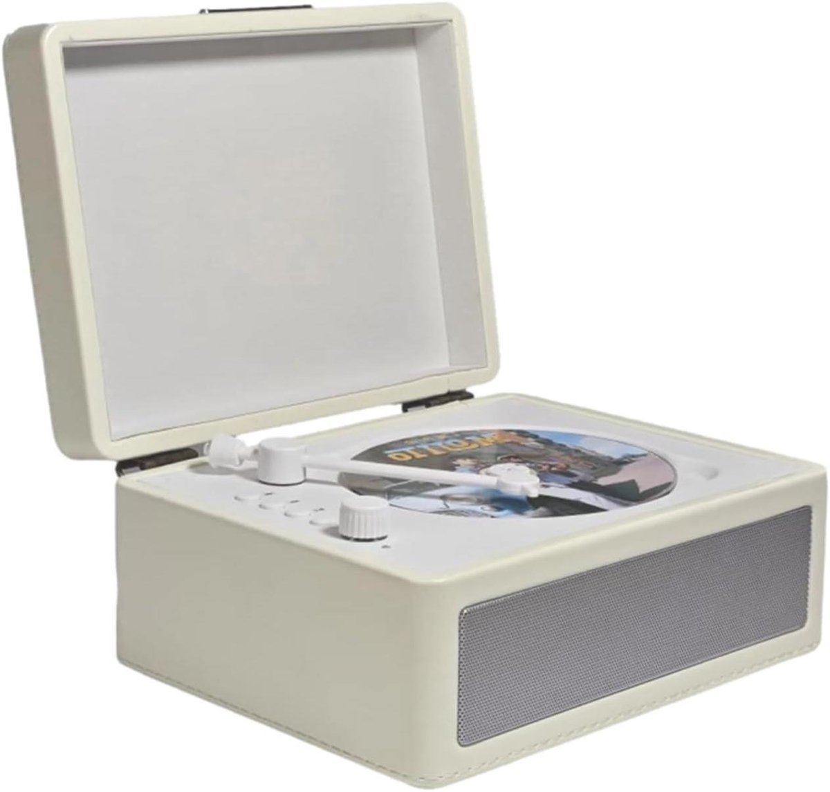 Platenspeler met Luidsprekers - Platen CD speler - Muziek Luisteren - Dubbele Luidsprekers - 5V - Houtkleurig
