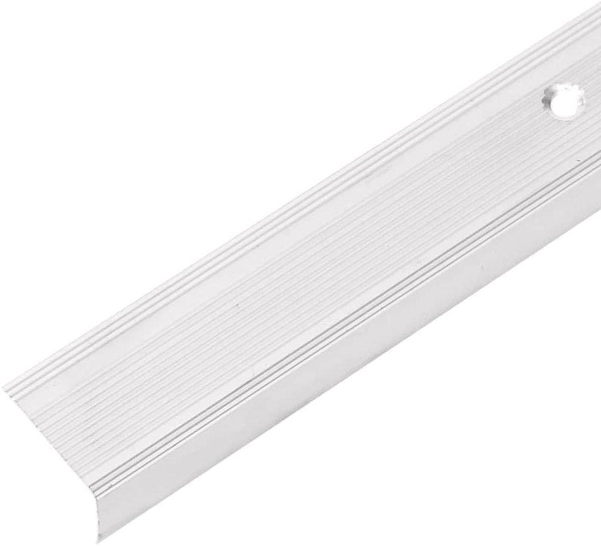 Trapneuzen L-vormig - Trapprofielen aluminium - Rand bescherming - Met anti-slip - 100 cm - Zilverkleurig