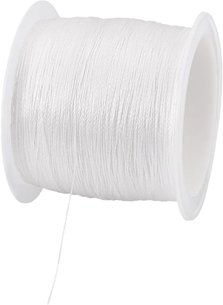 109m Bracelet Cord voor Handgemaakte Sieraden - Sterke Visserslijn, Dunne Draad en Macramé Touw (Wit, 0.12mm)
