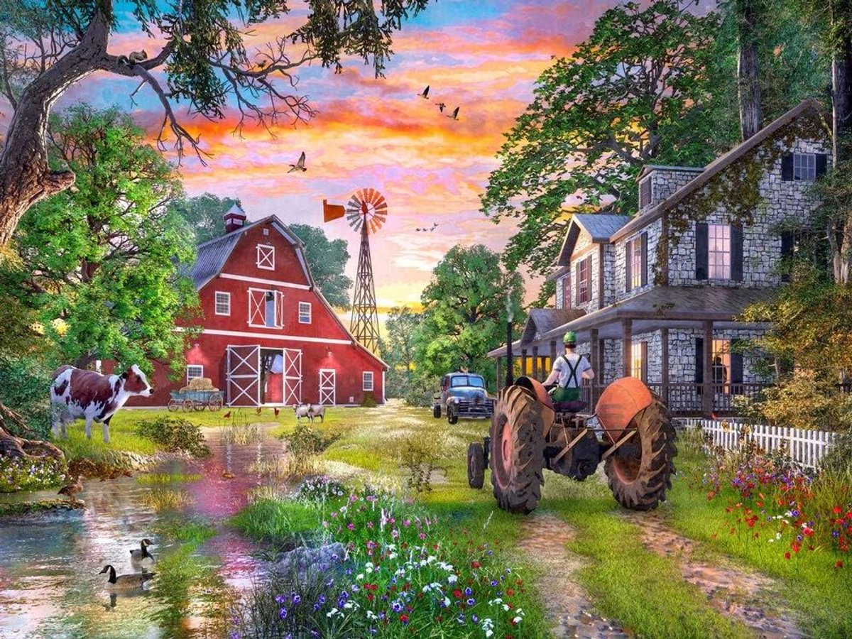Boerderij Puzzel - Legpuzzel 550 - Ontspannen Vrije Tijd - Precisie Gesneden Stukken - 61 x 46 cm - Kleurrijk
