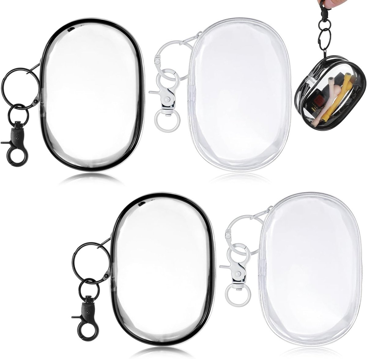Set van 4 Transparante Toilettassen voor Reis, Handbagage, Cosmetica en Vloeistoffen - 10,5 x 7 cm