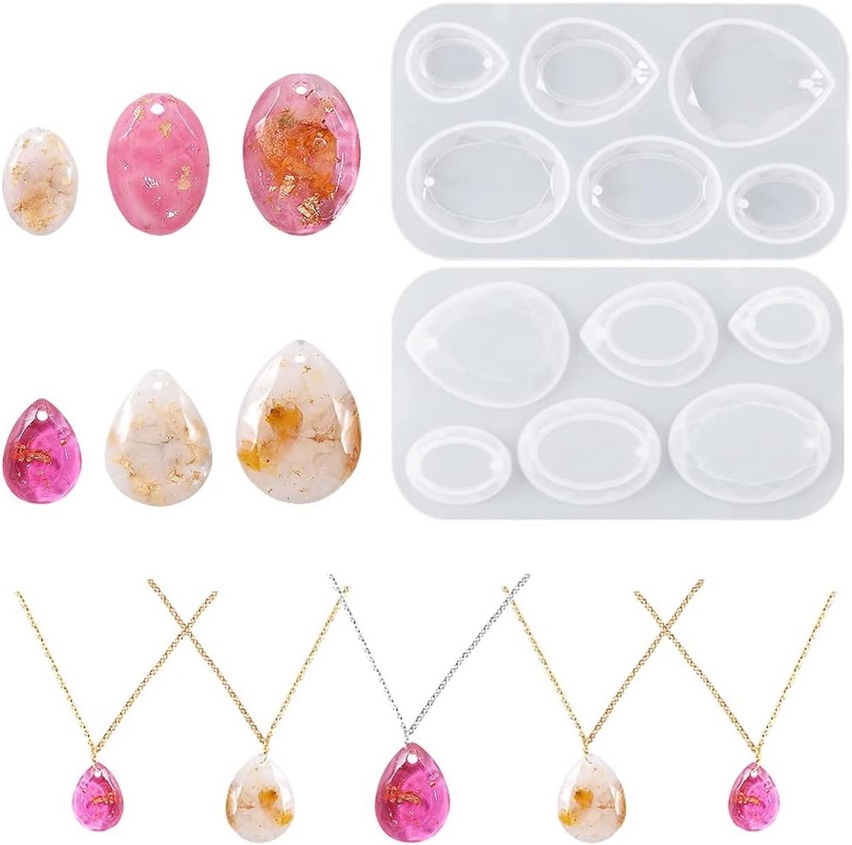 Sieraden Gietmal voor DIY - Epoxy Hanger, Oorbellen en Ovalen Siliconen Mallen voor Creatieve Ambachten