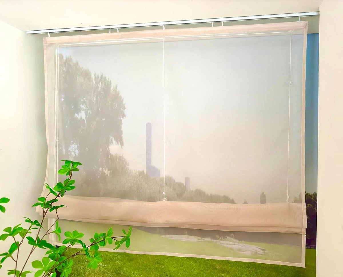 Vouwgordijn Transparant - Paneelgordijn Rolgordijn - Woonkamer Decoratie - Met Klittenband Ophanging - 140x120cm - Zand