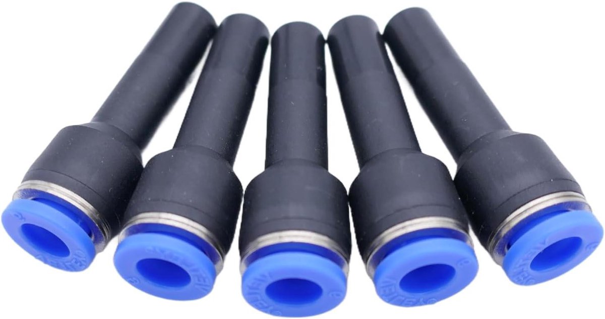 Pneumatische Reductie - Steeknippel Slang IQS Connector - Persluchtleiding Verbinden - Eenvoudige Verwijdering - 2 Stuks - Zwart/Blauw