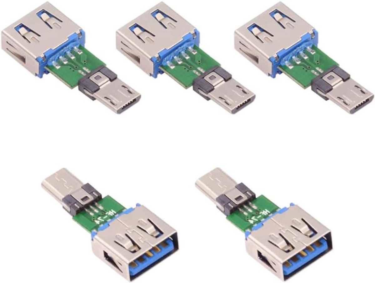 Micro USB Adapter - OTG Adapter - Apparaten Aansluiten - Plug and Play - 5 stuks - Metallic