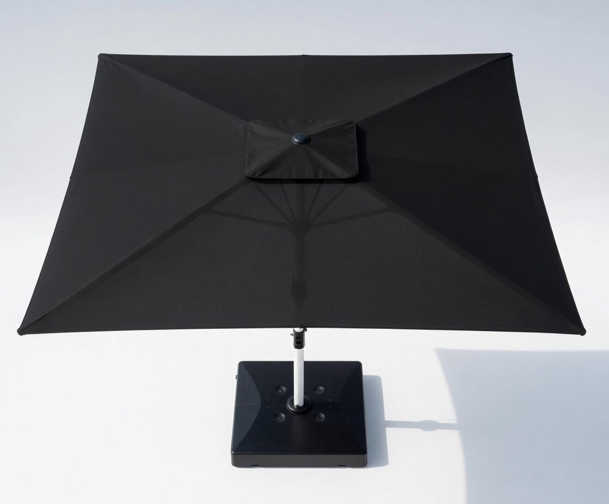 Premium Zweefparasol Balkon 300x400 cm - UV50+ Waterafstotend & Windbestendig - 360° Draaibare Aluminium Hangparasol met Kantelmechanisme, Zware Vulbare Parasolvoet (Water/Zand) & Beschermhoes – Grijs/Beige – medahomestore