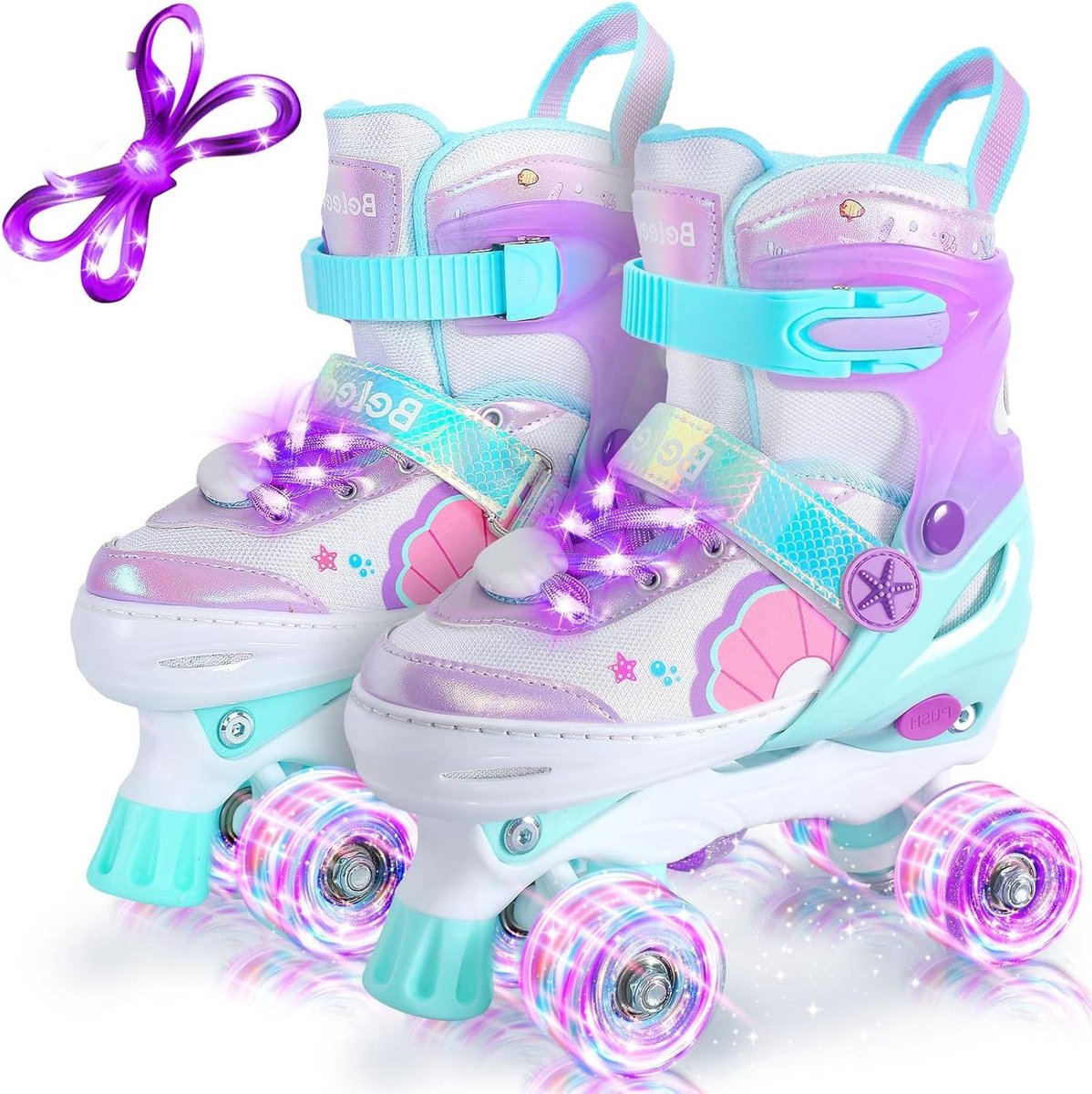 Kinderschaatsen Verstelbare rolschaatsen Leren skaten 8 lichtgevende LED-wielen 4 maten