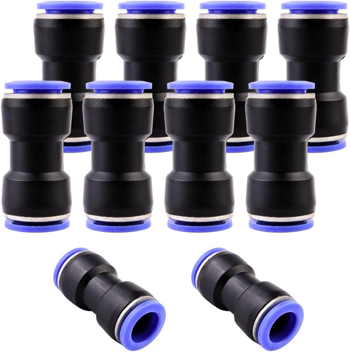 Pneumatische Koppelingen - Snelkoppelingen Perslucht - Luchtleiding Verbinden - Eenvoudige Installatie - 10 stuks - Zwart Blauw