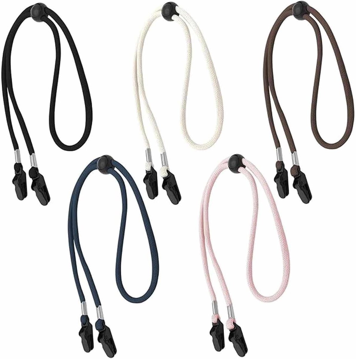 Hoedenbanden - Hoedclips - Winddichte Bevestiging - Verstelbare Koordclips - 5 stuks - Zwart