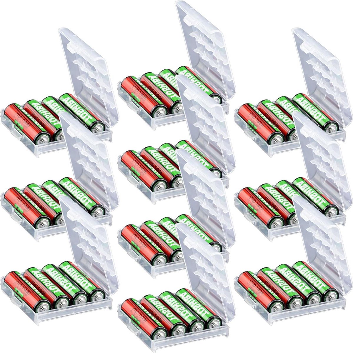 Batterij Opbergkoffers - Batterij Houders - Batterijen Organiseren - Transparant Ontwerp - 10 Stuks - Transparant