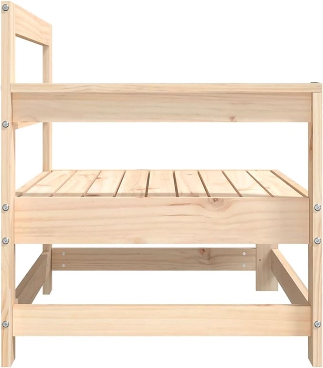 Hoekbank Tuinset 2-Delig 62x66x70 cm met Tafel & Kussens – Outdoor Polyrattan Lounge Set voor Balkon & Terras – Weerbestendig Massief Grenenhout – Nicolehome