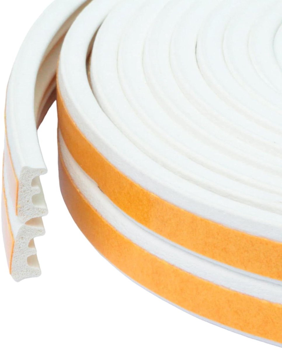 Raamafdichting Zelfklevend - Tochtband Deur - Tocht Weren - E-profiel Rubber - 6 meter - Wit