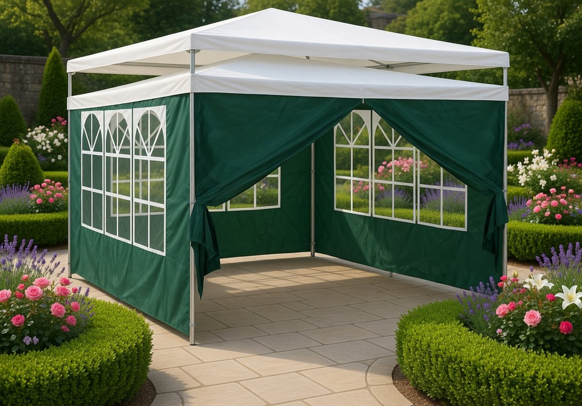 Luxe Partytent Zijwand Set – 4 Zijwanden 2x3 m met Ramen en Rits – Waterdichte Marquee Sails voor Tuin, Camping & Feesten – GroenMedaHomeStore