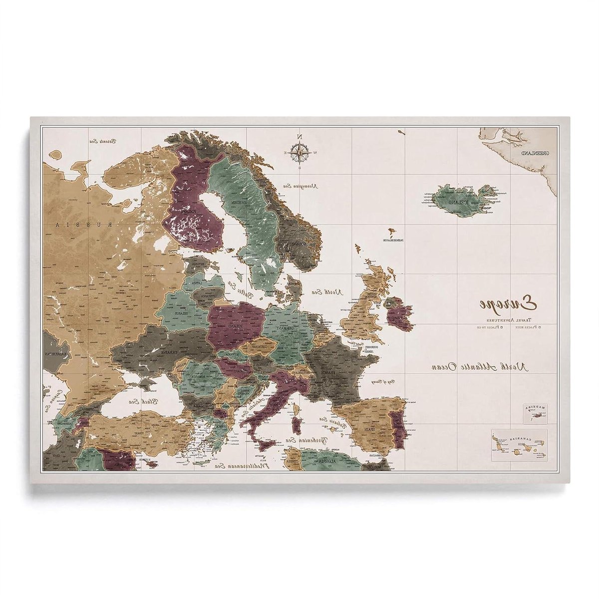 Europakaart met Kurk - Wandkaart Prikbord - Reizen Plannen - Met Prikbord - 150x100 cm - Meerkleurig