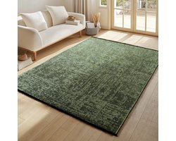 TapisTrend Designer tapijt Groente 120x170 cm Binnenkleed, gemarmerd patroon, groene, katoenen chenille, antislip, platgeweven